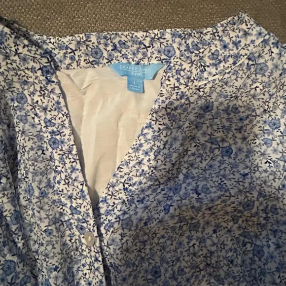 Draper James Floral Top in Blue and White - Picture 2 of 5
